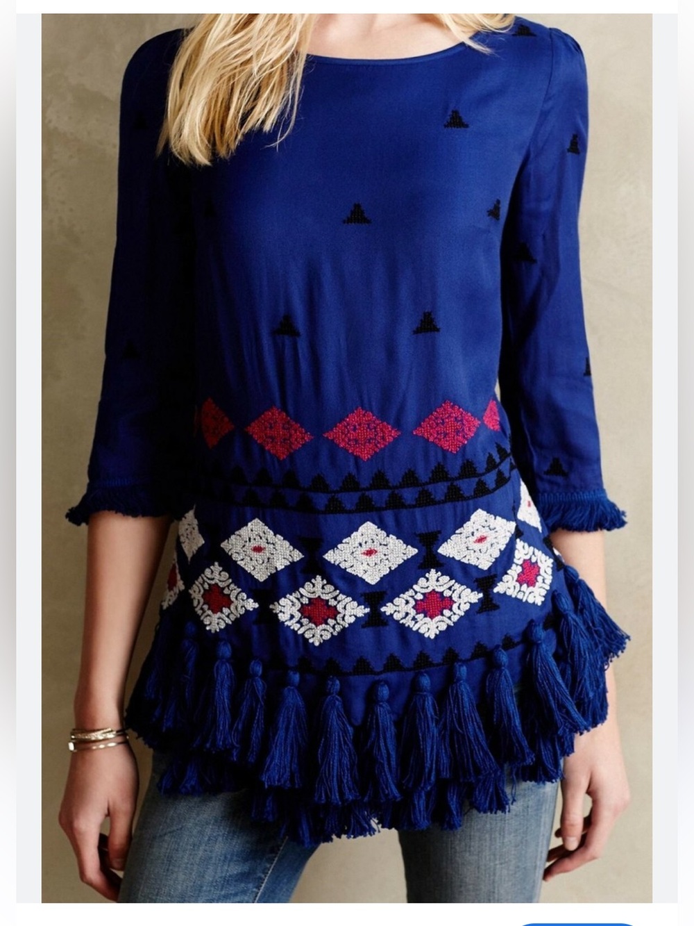 Anthropologie Floreat Bahia Tassel Tunic Top Size Size 4